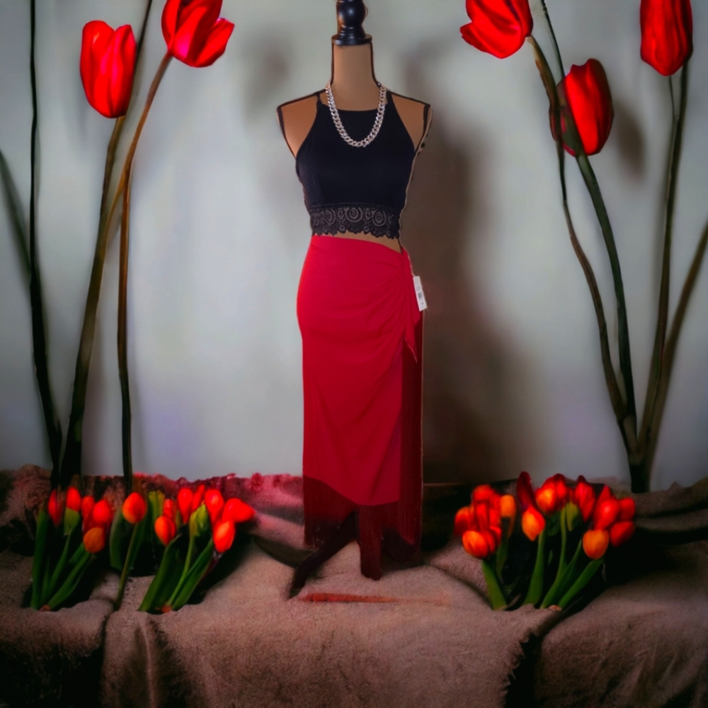 2/$50 FTF Long Tassels Skirt, Size 1X